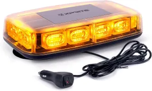 Xprite Upgraded 12" 72LED Rooftop Mini Strobe Lights, Emergency Safety Flashing Beacon Light bar with Magnetic Base for 12V-24V Construction Vehicles, Trucks, Snow Plow, Postal Car (Amber)