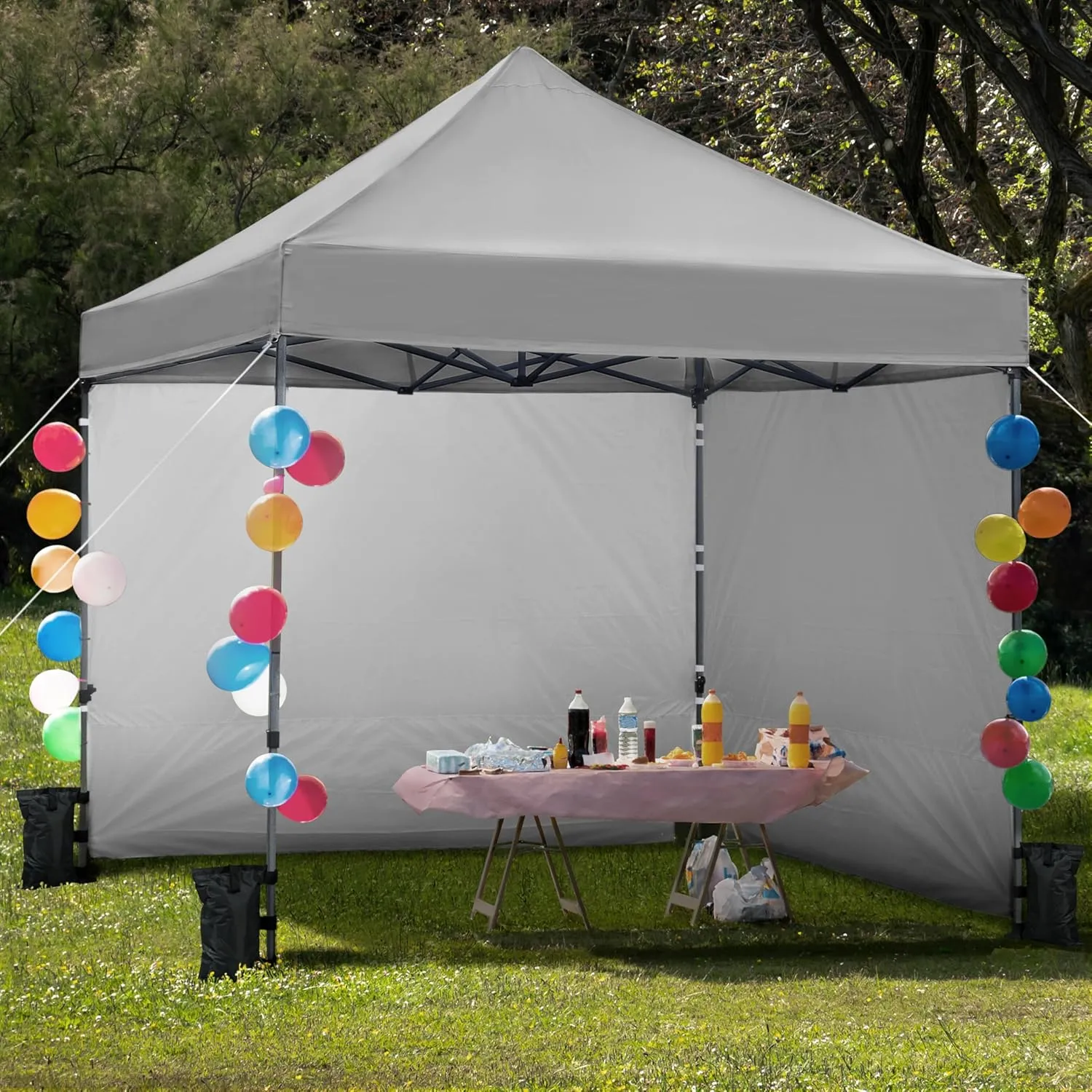 Yaheetech 10x10 Pop Up Commercial Canopy Tent with 4 Removable Sidewalls, Sandbags, Stakes & Ropes, Waterproof Instant Canopies for Wedding Party Commercial Event Pavilion, Light Gray