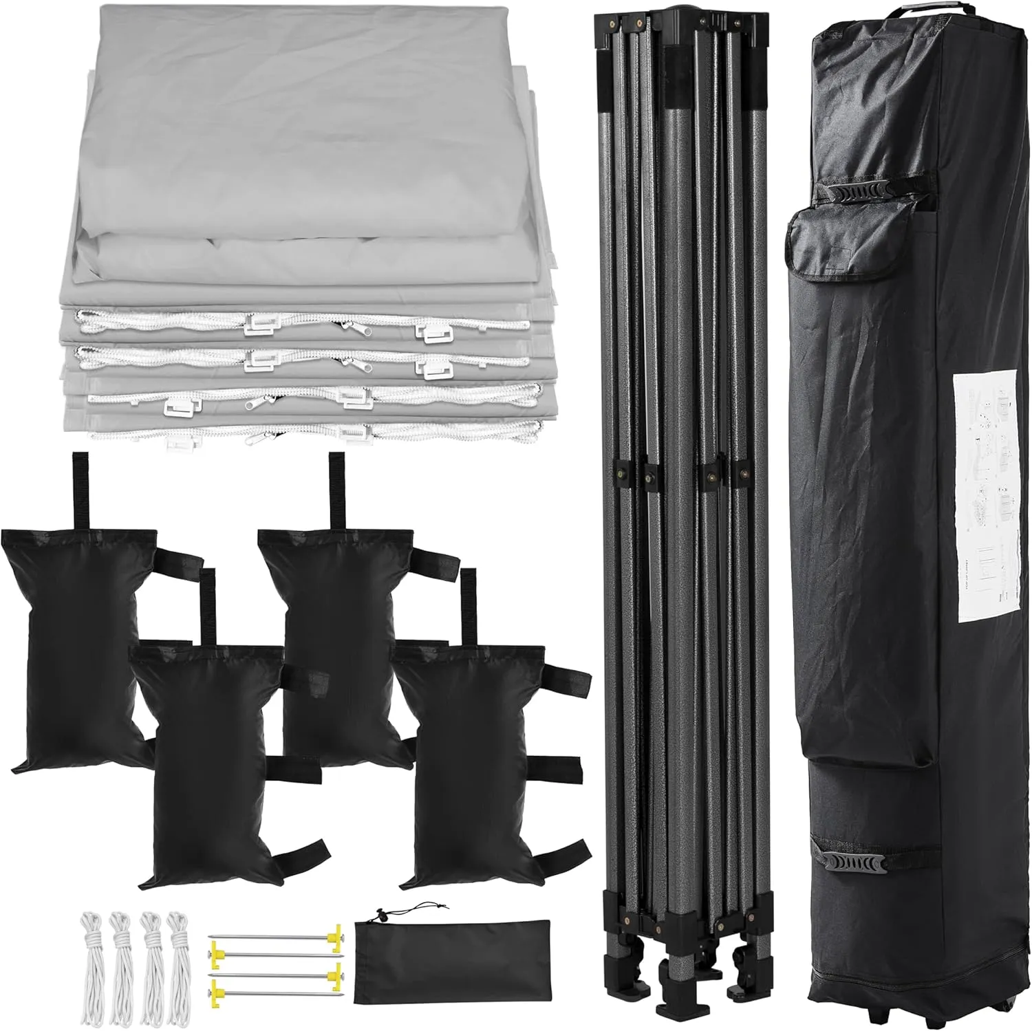 Yaheetech 10x10 Pop Up Commercial Canopy Tent with 4 Removable Sidewalls, Sandbags, Stakes & Ropes, Waterproof Instant Canopies for Wedding Party Commercial Event Pavilion, Light Gray