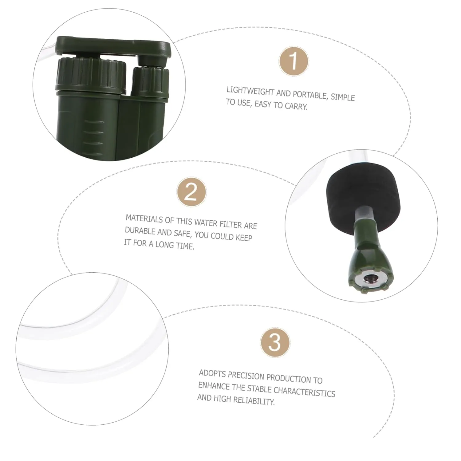 YARNOW Green Portable Water Filter Pump Simple Use Outdoor Water Purifier Camping Water Filter
