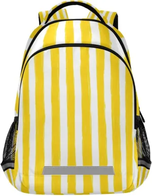 Yellow Stripes Design Waterproof Backpack - Casual Outdoor Sports Daypack with Ergonomic Shoulder Straps#97