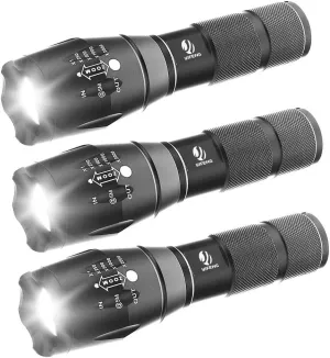 yIFeNG 3Pcs Tactical Flashlight, Ultra Bright -T6 Flashlight with Adjustable Focus and 5 Light Modes for Camping Hiking Emergency