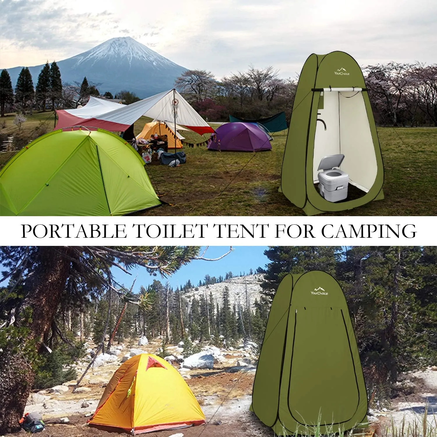Your Choice XL Pop Up Privacy Shower Tent - Portable Changing Tent for Camping, Beach & Poolside - 82.6" Tall Double Storage Pockets & Carry Bag