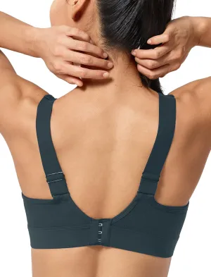Yvette Adjustable Molded Cup Supportive Sports Bras - High Impact Wireless Bra for Large Breasts