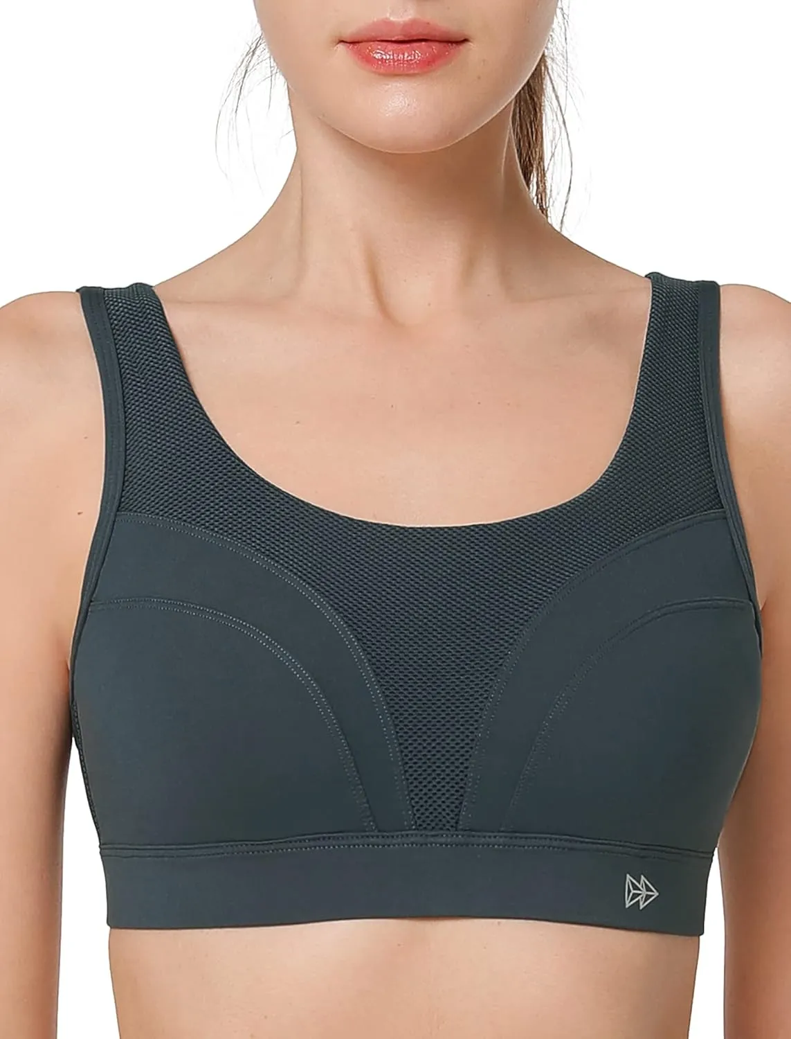 Yvette Adjustable Molded Cup Supportive Sports Bras - High Impact Wireless Bra for Large Breasts
