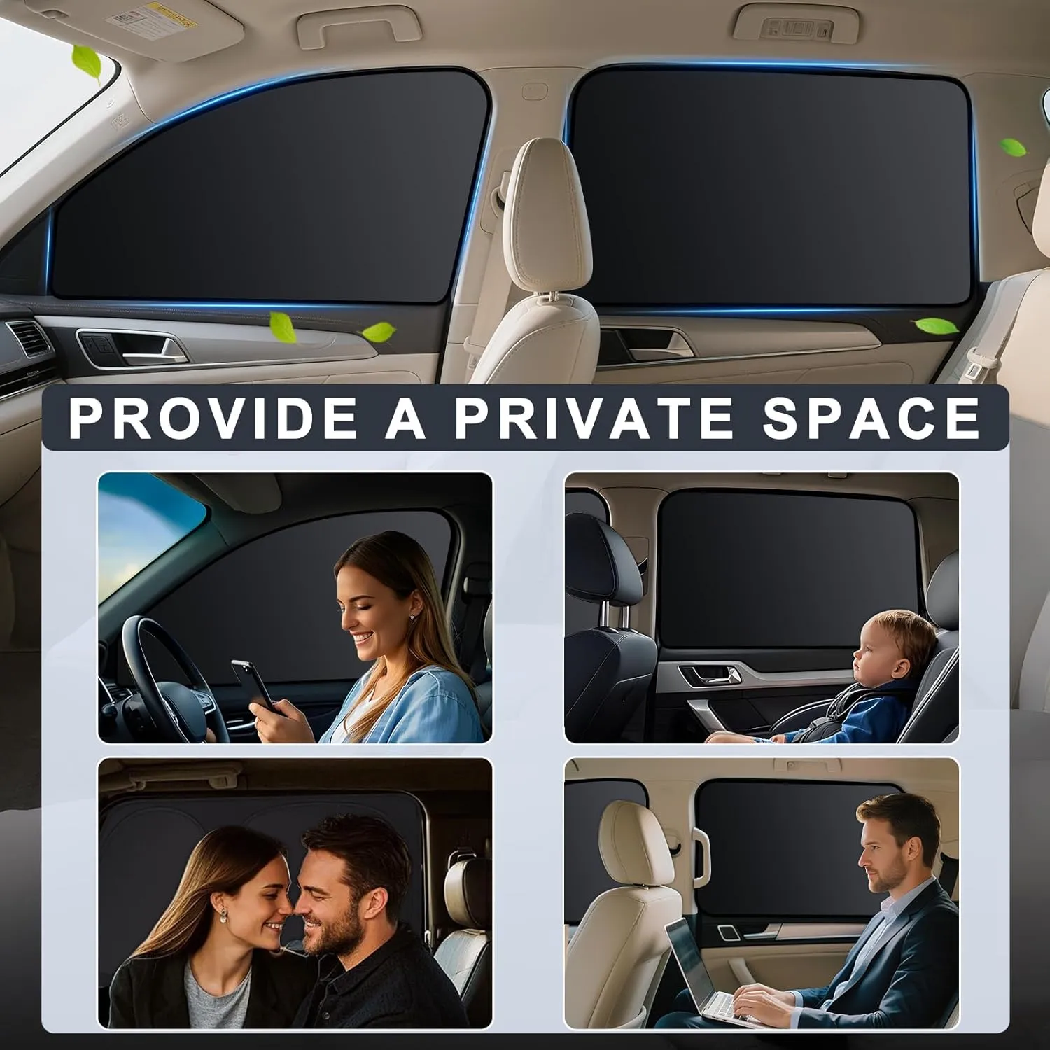 ZATOOTO Car Window Shades - 4 Pack Car Window Covers Premium UV Blocking, Side Window Curtains Full Blackout for Privacy, Breastfeeding, Napping, Camping, and Travel, Universal Fit for Most Vehicles