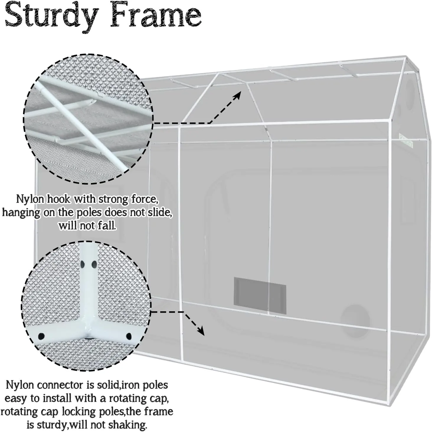 zazzy 4x8 Grow Tent, 96"x48"x72" Roof Cube Indoor Plant Grow Tents with Observation Windows, Lightproof Roof Cube Mylar Hydroponic Growing Tent with Floor Tray Plant Growth