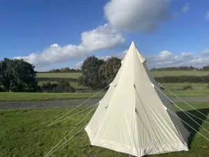 ZeHuoGe 4 Season Tent 9.85ft Glamping Tent, Hot Tent, Ideal for Family Camping, Hiking,Canvas Tent with Aluminum Pole