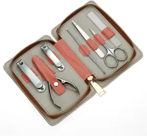 Zipper Pack 7 Piece Stainless Steel Nail Clipper Set Nail Clippers Manicure Tools Nail Art Set (D 15.5 * 10.9 * 3.5cm)
